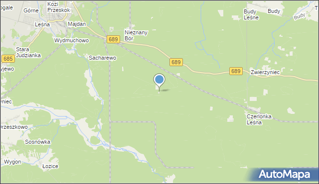mapa Nieznany Bór, Nieznany Bór na mapie Targeo